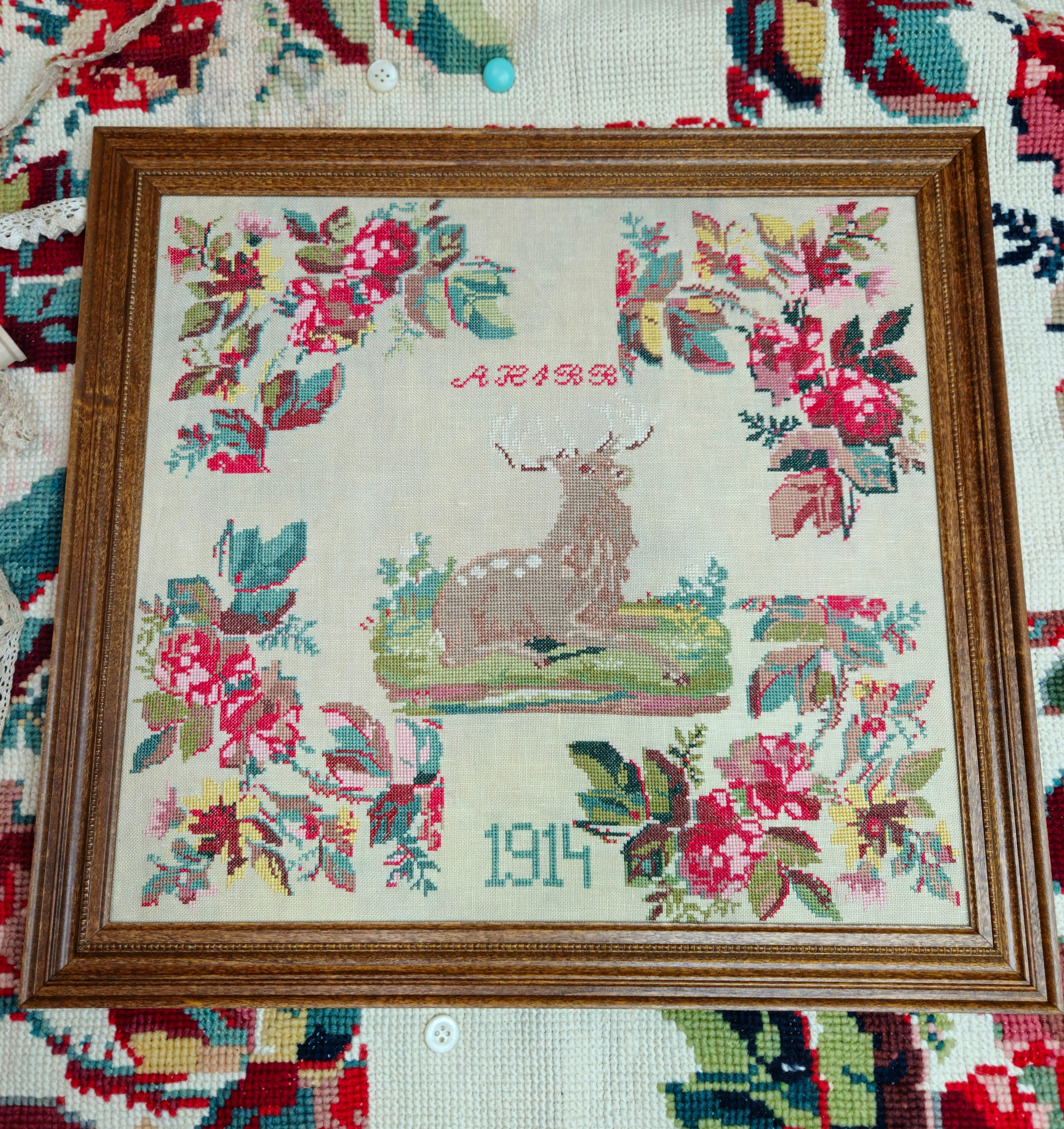 Quaint Rose Needlearts | 1914 Floral Stag